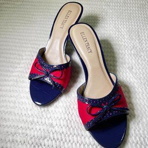 Ellen Tracy open toe heels Red/Blue size 9